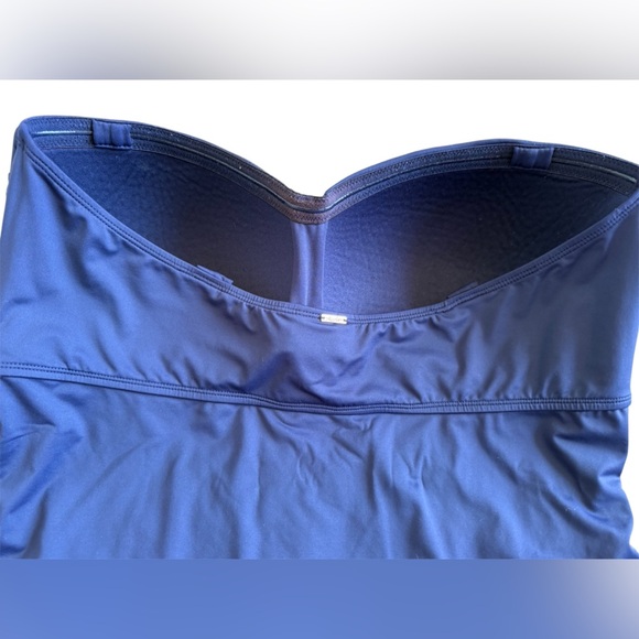 Anne Cole Swimsuit One Piece Twist  Shirred Bandeau Navy Strapless Sz 22W - Picture 6 of 8